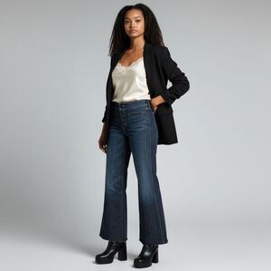 7 For All Mankind Dark Wash Bootcut Jeans 6 Button Fly Retro Boho Indie Classic